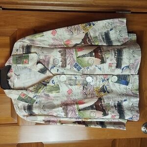 * CJ Banks European Postcard Button Up Jacket with Sequins, Size 3X, Like New